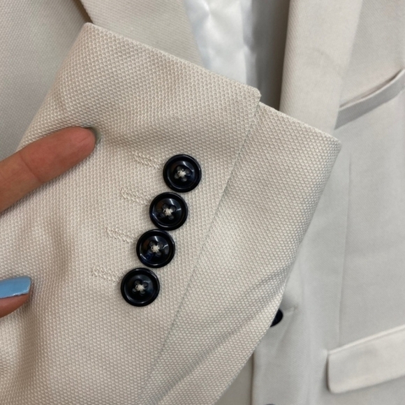 Zara Mens Texture Cream Slim Button Suit Coat Size 40R - Picture 4 of 6